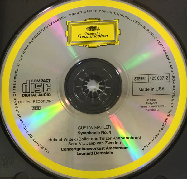 Gustav Mahler – Helmut Wittek · Concertgebouworkest · Leonard Bernstein - Symphonie No. 4 (CD) (Near Mint (NM or M-)) - Image 3