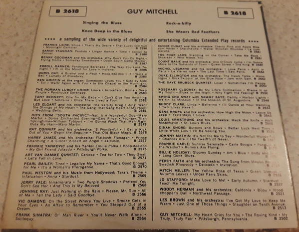 Guy Mitchell - Singing The Blues (7", EP) (Very Good Plus (VG+)) - Image 2