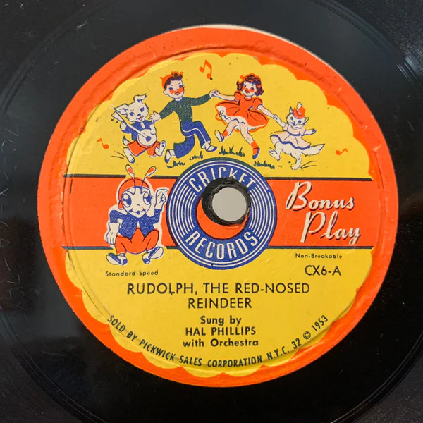 Hal Phillips / The Cricketones - Rudolph, The Red-Nosed Reindeer / Tinker Town Santa Claus (7") (Very Good Plus (VG+)) - Image 3