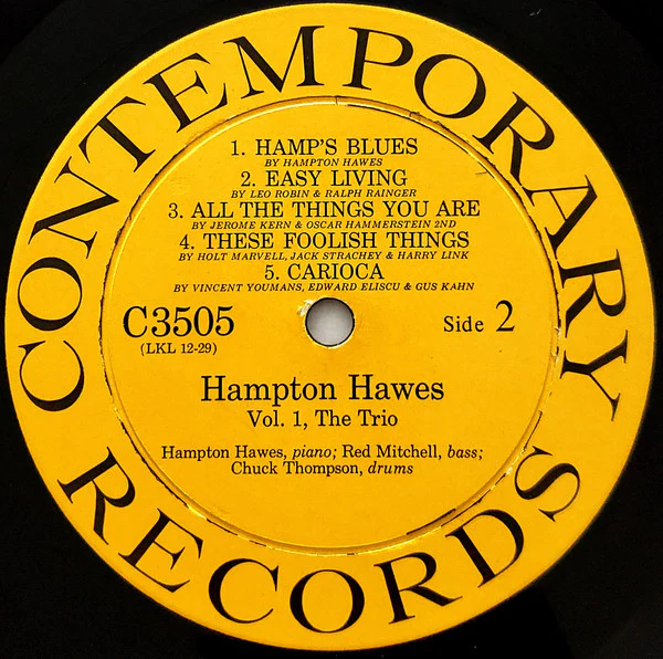Hampton Hawes Trio - Hampton Hawes Vol. 1: The Trio (LP, Album, Mono) (Near Mint (NM or M-)) - Image 4