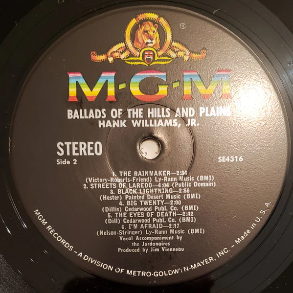 Hank Williams Jr. - Ballads Of The Hills And Plains (LP) (Very Good Plus (VG+)) - Image 5