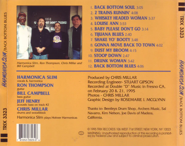 Harmonica Slim - Back Bottom Blues (CD, Album) (Very Good Plus (VG+)) - Image 3