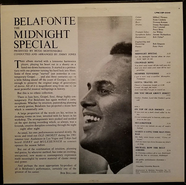 Harry Belafonte - The Midnight Special (LP, Album, Mono, Ind) (Very Good Plus (VG+)) - Image 2