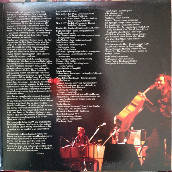 Harry Chapin - Greatest Stories - Live (2xLP, Album, CP ) (Very Good Plus (VG+)) - Image 3
