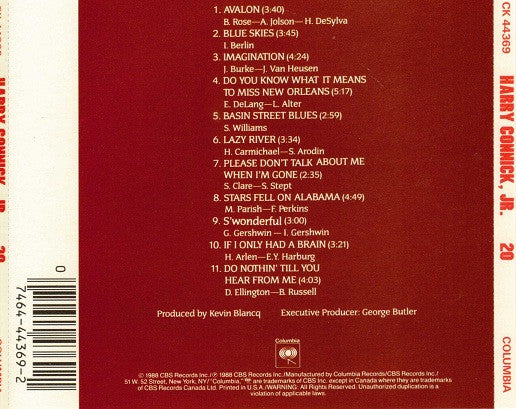 Harry Connick, Jr. - 20 (CD, Album, CMU) (Very Good (VG)) - Image 2