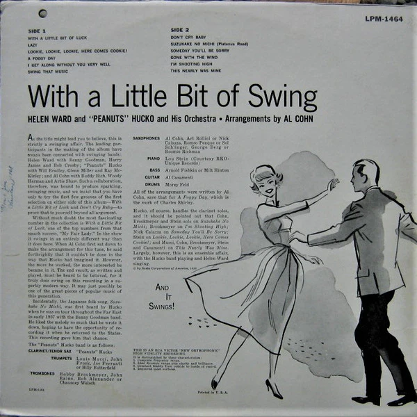Helen Ward, Peanuts Hucko And His Orchestra - With A Little Bit Of Swing (LP, Album, Mono) (Very Good (VG)) - Image 2