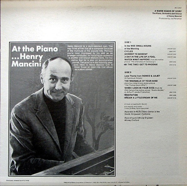 Henry Mancini - A Warm Shade Of Ivory (LP, Album, RE) (Very Good Plus (VG+)) - Image 2