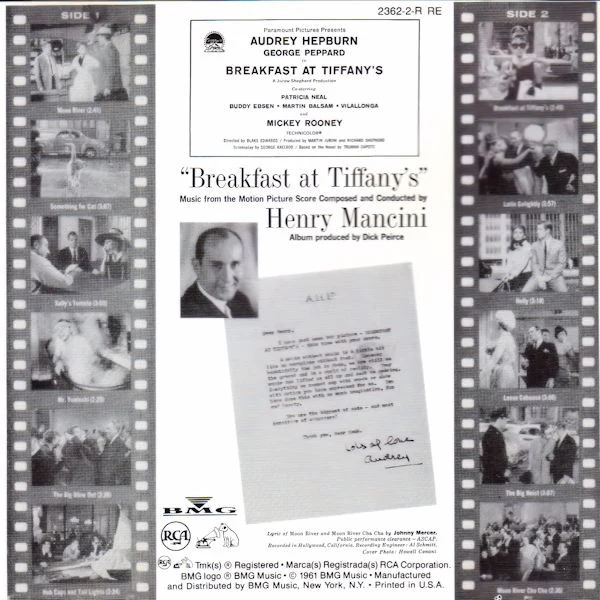 Henry Mancini - Breakfast At Tiffany's (Music From The Motion Picture Score) (CD, RE, RM) (Very Good Plus (VG+)) - Image 4