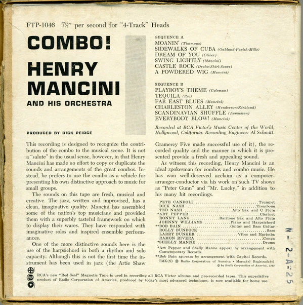 Henry Mancini - Combo! (Reel, 4tr Stereo, 7" Reel, Album) (Very Good Plus (VG+)) - Image 2