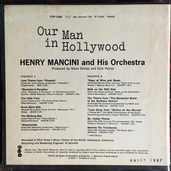 Henry Mancini - Our Man In Hollywood (Reel, 4tr Stereo, 7" Reel) (Very Good Plus (VG+)) - Image 2