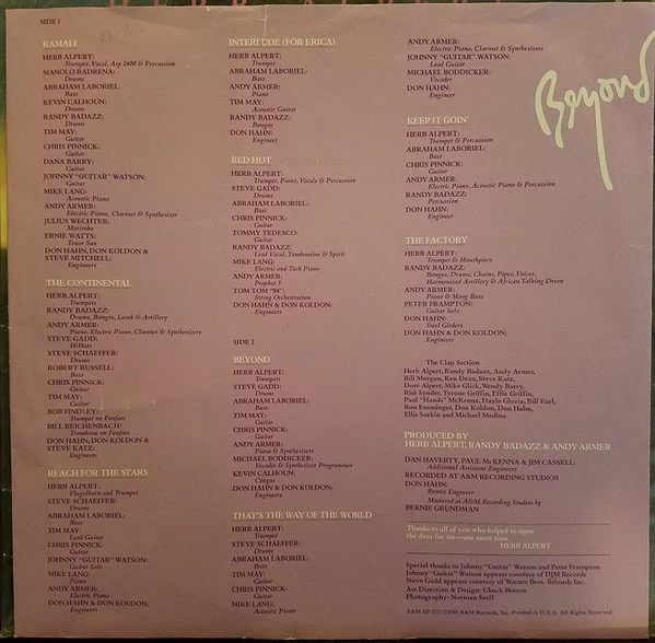 Herb Alpert - Beyond (LP, Album, X) (Near Mint (NM or M-)) - Image 5