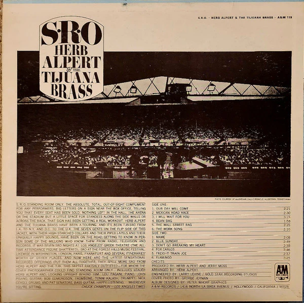 Herb Alpert & The Tijuana Brass - S.R.O. (LP, Album) (Very Good Plus (VG+)) - Image 2