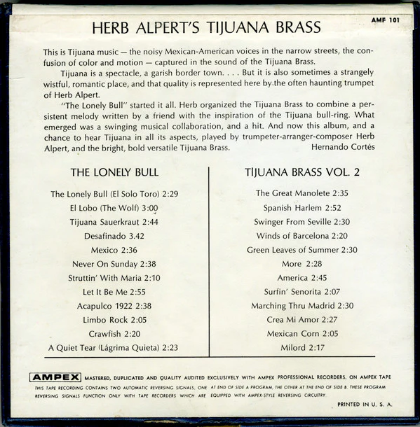 Herb Alpert & The Tijuana Brass - The Lonely Bull / Tijuana Brass Vol. 2 (Reel, 4tr Stereo, 7" Reel, Comp, Dou) (Good Plus (G+)) - Image 2