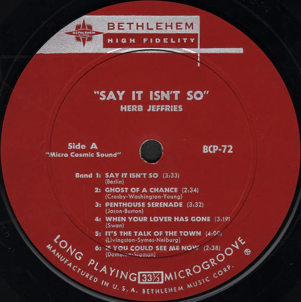 Herb Jeffries - Say It Isn't So (LP, Album) (Near Mint (NM or M-)) - Image 3