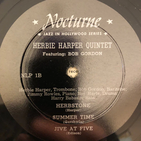 Herbie Harper Quintet - Jazz In Hollywood Series (10", Album, Mono) (Very Good Plus (VG+)) - Image 3