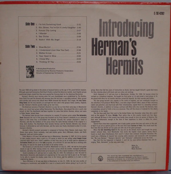 Herman's Hermits - Introducing Herman's Hermits (LP, Album, Mono, 2nd) (Very Good (VG)) - Image 2