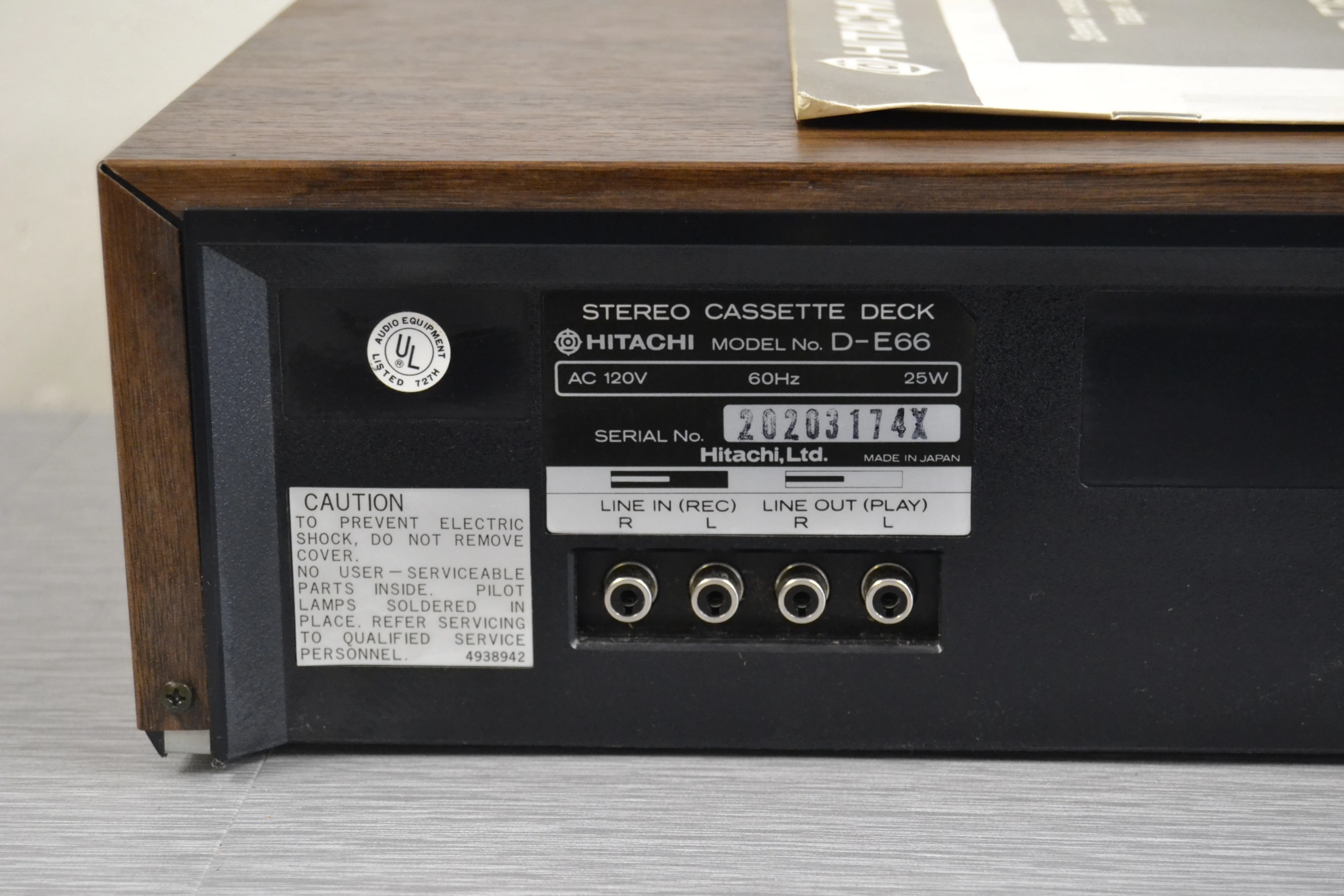 Hitachi D-E66 Single Cassette Deck * 3 Heads * New Belts * Manual - Image 12
