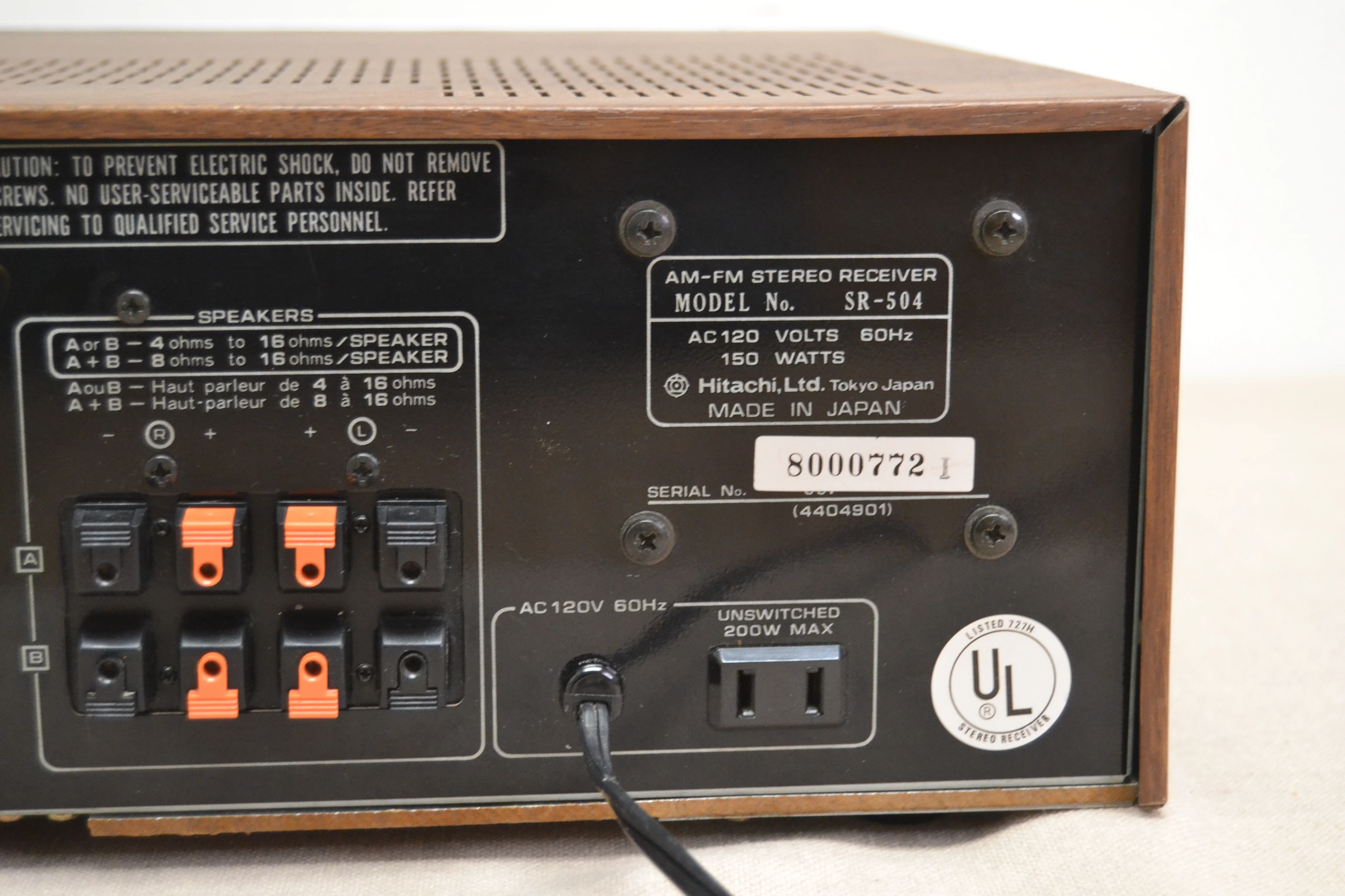 Hitachi SR-504 Stereo Receiver * 27W RMS * 1979 - Image 13
