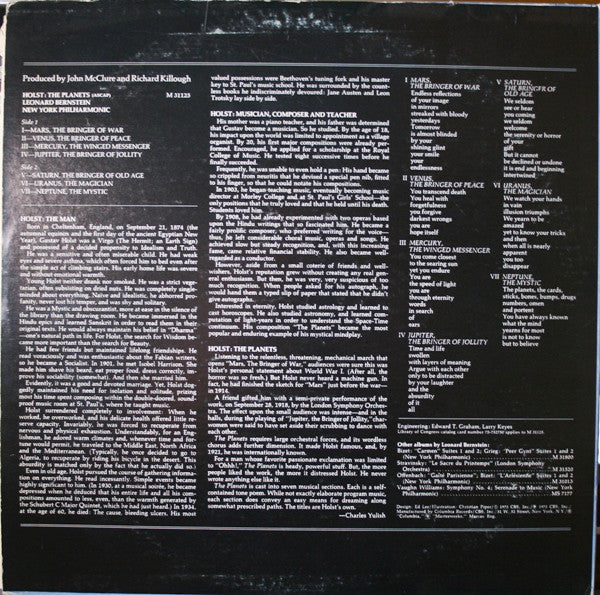 Gustav Holst - Leonard Bernstein, New York Philharmonic - The Planets (LP, Album) (Near Mint (NM or M-)) - Image 2