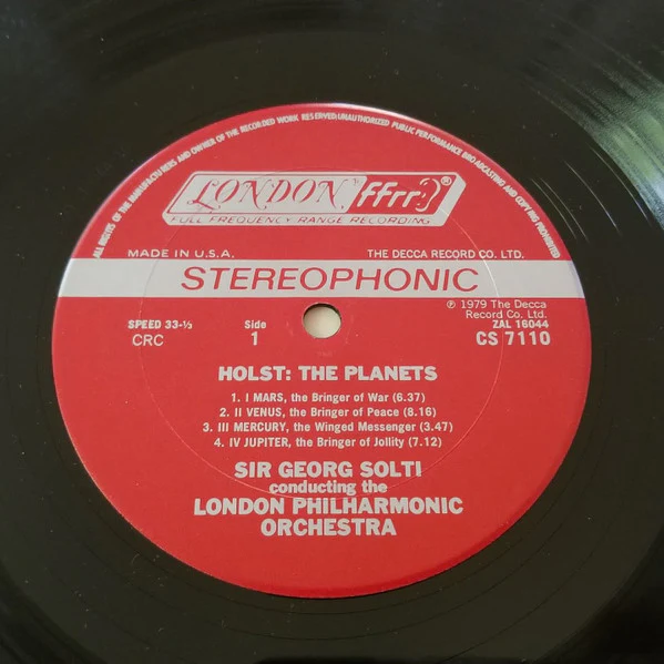Gustav Holst, Georg Solti, London Philharmonic Orchestra - The Planets (LP) (Very Good Plus (VG+)) - Image 3