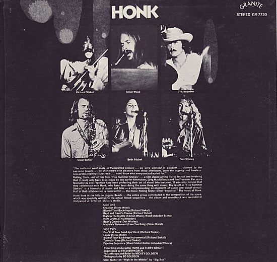 Honk - The Original Sound Track from Five Summer Stories (LP, Album) (Very Good (VG)) - Image 2