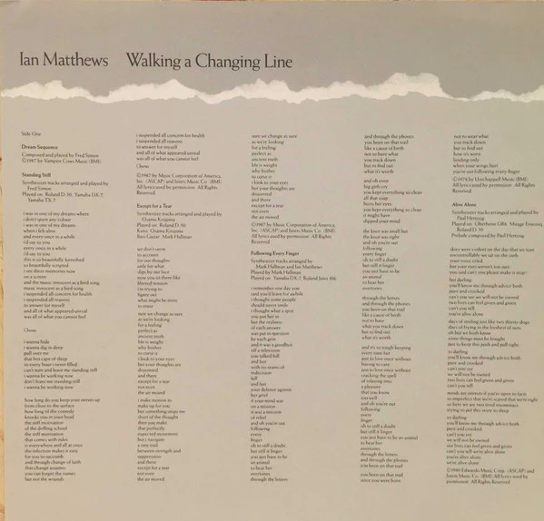 Iain Matthews - Walking A Changing Line (LP, Album) (Near Mint (NM or M-)) - Image 5