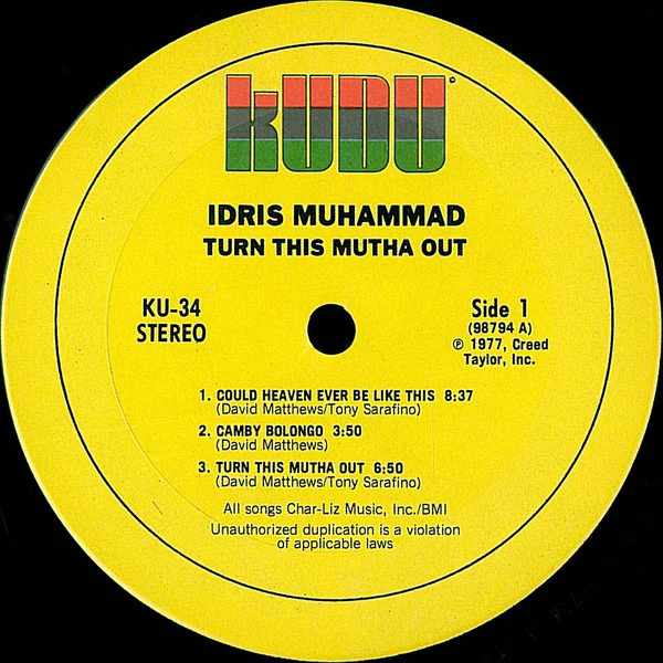 Idris Muhammad - Turn This Mutha Out (LP, Album, San) (Very Good Plus (VG+)) - Image 3