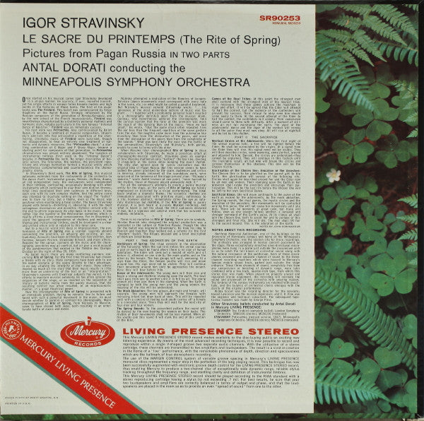 Igor Stravinsky, Antal Dorati, Minneapolis Symphony Orchestra - Le Sacre Du Printemps (LP, Album) (Very Good Plus (VG+)) - Image 2