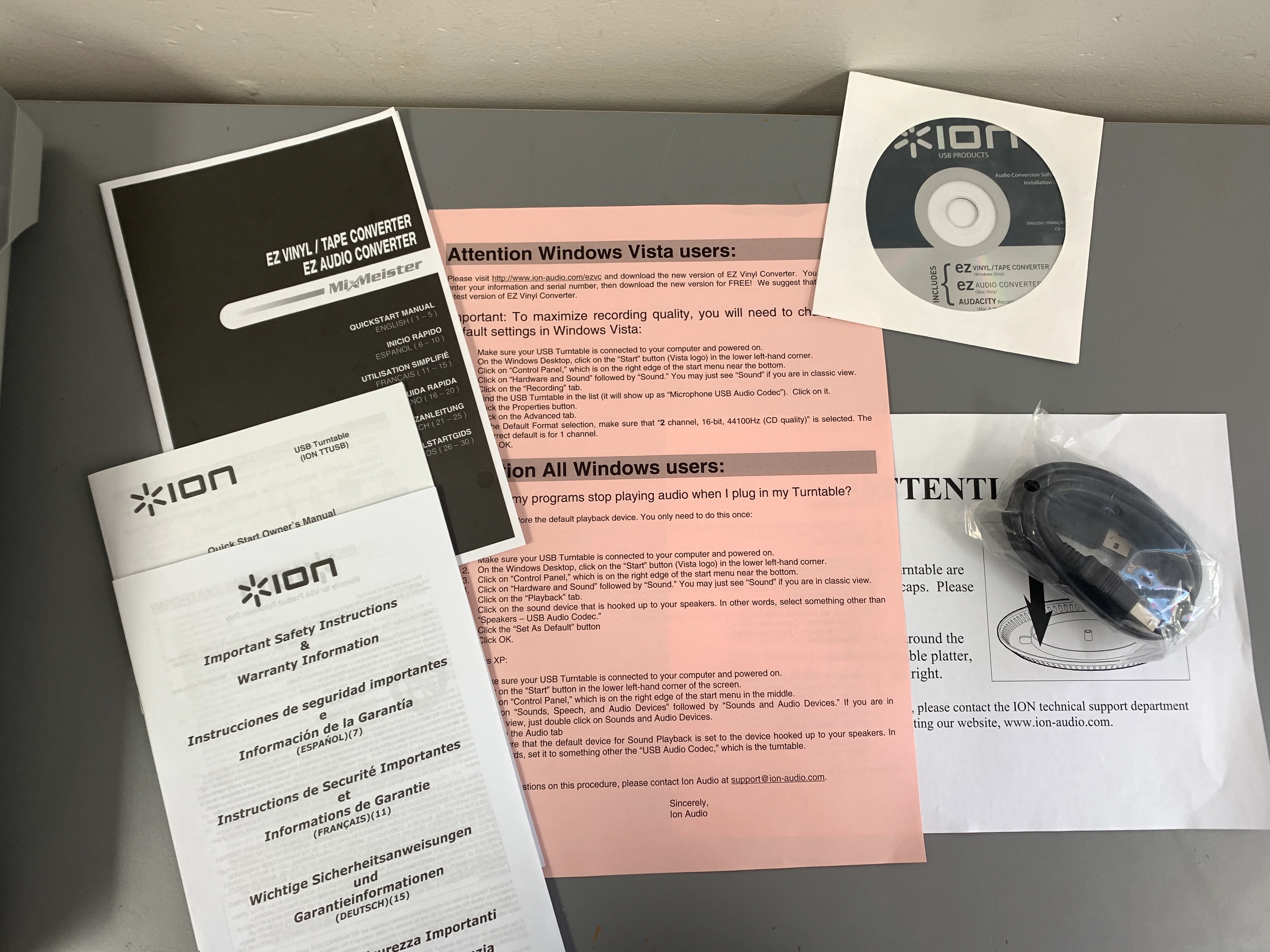 Ion USB iTTUSB Vinyl Converter Turntable * Manuals - Image 7