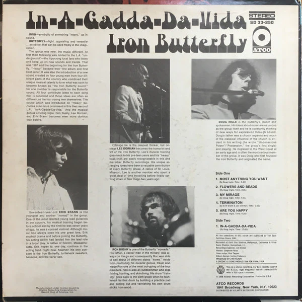 Iron Butterfly - In-A-Gadda-Da-Vida (LP, Album, Club, RP) (Very Good Plus (VG+)) - Image 2