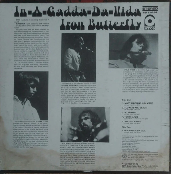 Iron Butterfly - In-A-Gadda-Da-Vida (LP, Album, RP, Mis) (Very Good (VG)) - Image 2