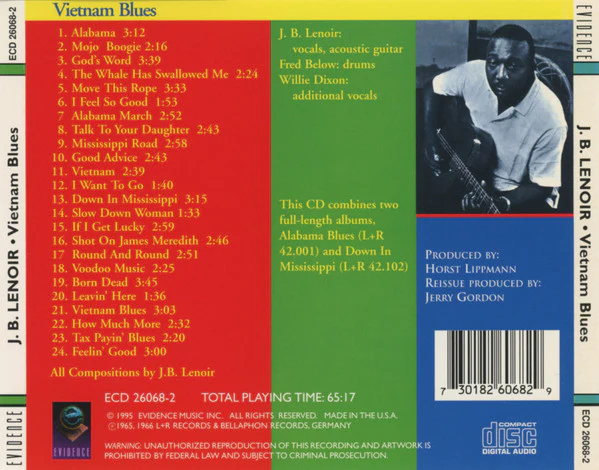 J.B. Lenoir - Vietnam Blues (The Complete L + R Recordings) (CD, Comp) (Near Mint (NM or M-)) - Image 4