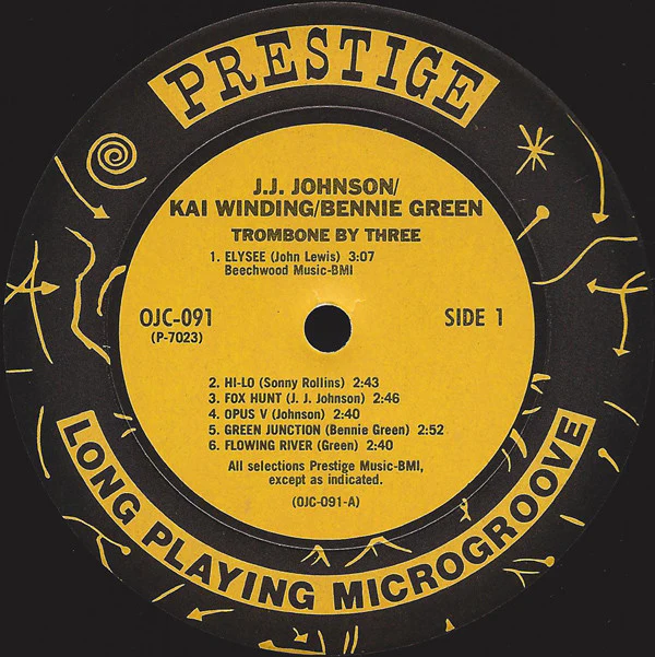 J.J. Johnson / Kai Winding / Bennie Green - Trombone By Three (LP, Comp, RE, Pit) (Near Mint (NM or M-)) - Image 3