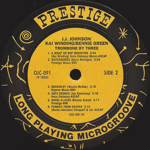 J.J. Johnson / Kai Winding / Bennie Green - Trombone By Three (LP, Comp, RE, Pit) (Near Mint (NM or M-)) - Image 4