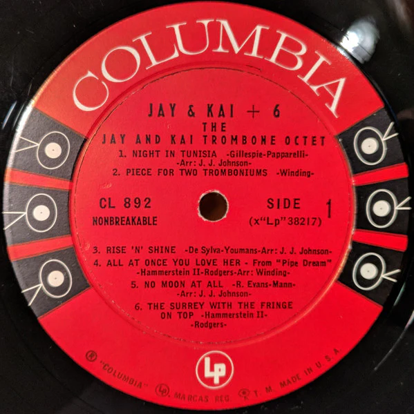 J.J. Johnson & Kai Winding - Jay & Kai + 6: The Jay And Kai Trombone Octet (LP, Album, Mono, Bri) (Very Good Plus (VG+)) - Image 3