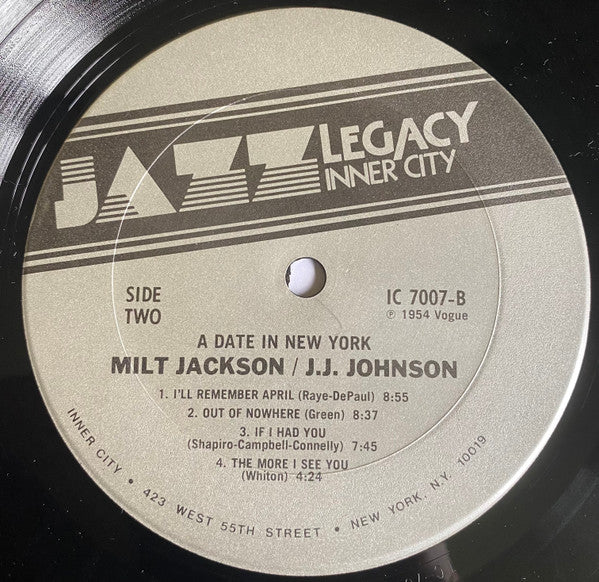 J.J. Johnson, Milt Jackson - A Date In New York (LP, Comp) (Very Good Plus (VG+)) - Image 4