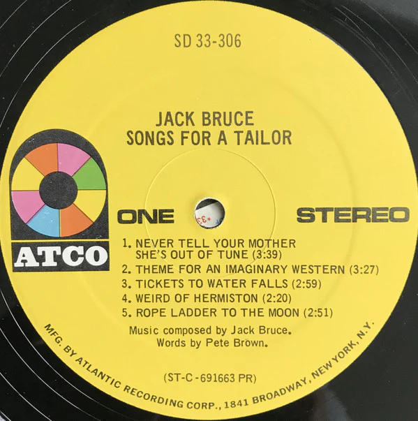 Jack Bruce - Songs For A Tailor (LP, Album, PR ) (Near Mint (NM or M-)) - Image 3
