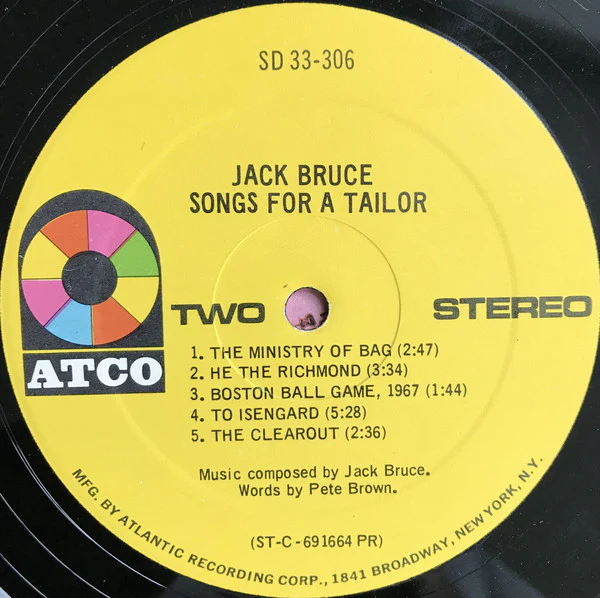 Jack Bruce - Songs For A Tailor (LP, Album, PR ) (Near Mint (NM or M-)) - Image 4