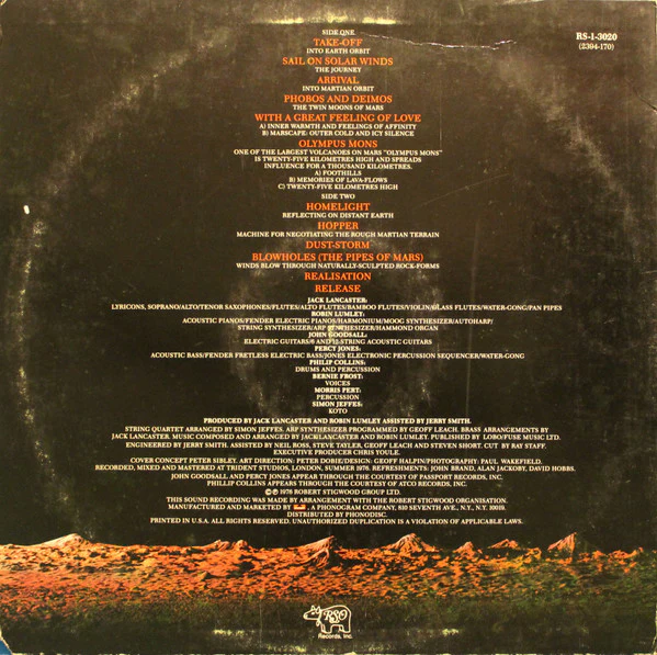 Jack Lancaster And Robin Lumley - Marscape (LP, Album) (Near Mint (NM or M-)) - Image 2