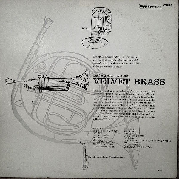Jackie Gleason - Velvet Brass (LP, Album, Mono, Scr) (Very Good Plus (VG+)) - Image 2