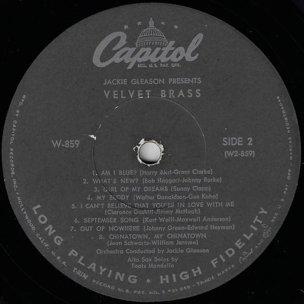 Jackie Gleason - Velvet Brass (LP, Album, Mono, Scr) (Very Good Plus (VG+)) - Image 4