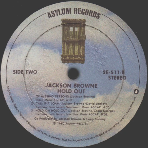 Jackson Browne - Hold Out (LP, Album) (Near Mint (NM or M-)) - Image 4