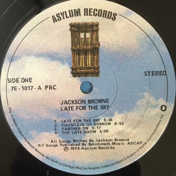 Jackson Browne - Late For The Sky (LP, Album, RE, PRC) (Very Good Plus (VG+)) - Image 3