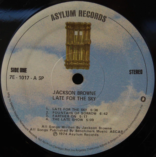 Jackson Browne - Late For The Sky (LP, Album, RE, SP ) (Very Good (VG)) - Image 3