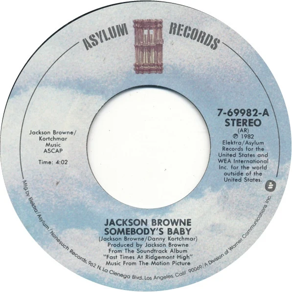 Jackson Browne - Somebody's Baby (7", Single, Styrene, All) (Near Mint (NM or M-)) - Image 3