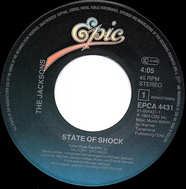 The Jacksons - State Of Shock (7", Single) (Near Mint (NM or M-)) - Image 4