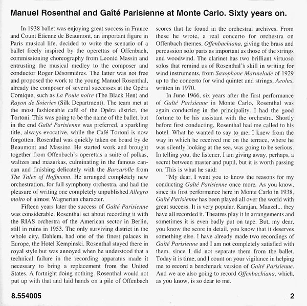 Jacques Offenbach, Orchestre Philharmonique De Monte-Carlo, Manuel Rosenthal - Gaîté Parisienne - Offenbachiana (CD) (Near Mint (NM or M-)) - Image 4