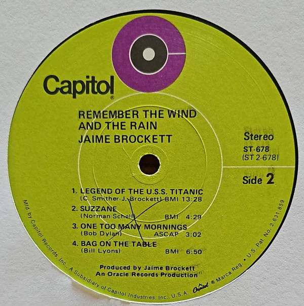 Jaime Brockett - Remember The Wind And The Rain (LP, Album, RE, Los) (Good Plus (G+)) - Image 4