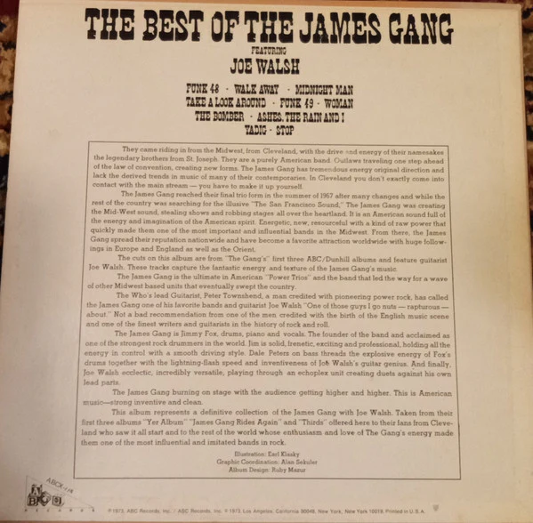 James Gang Featuring Joe Walsh - The Best Of James Gang Featuring Joe Walsh (LP, Comp) (Very Good Plus (VG+)) - Image 2