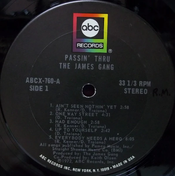 James Gang - Passin' Thru (LP, Album, Ter) (Very Good Plus (VG+)) - Image 3